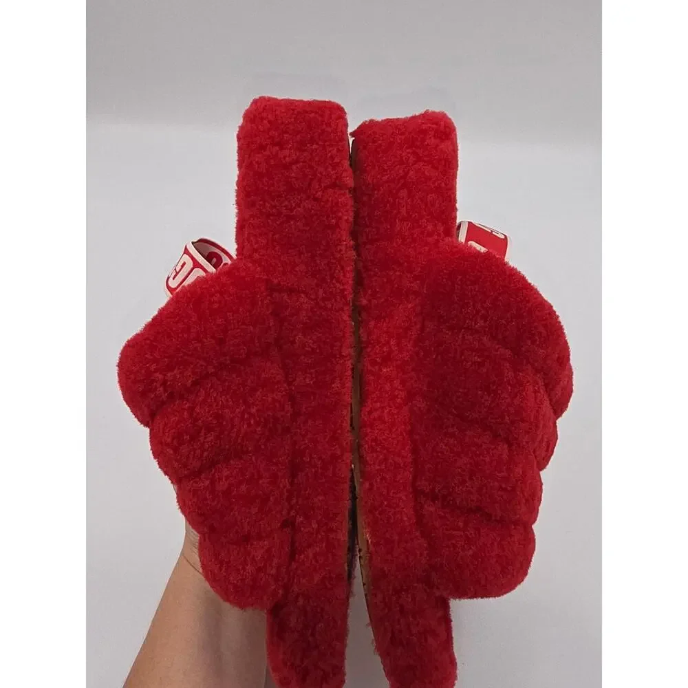 UGG Australia Fluffy Yeah Women's Slide Sandal, Size US 10 - Red